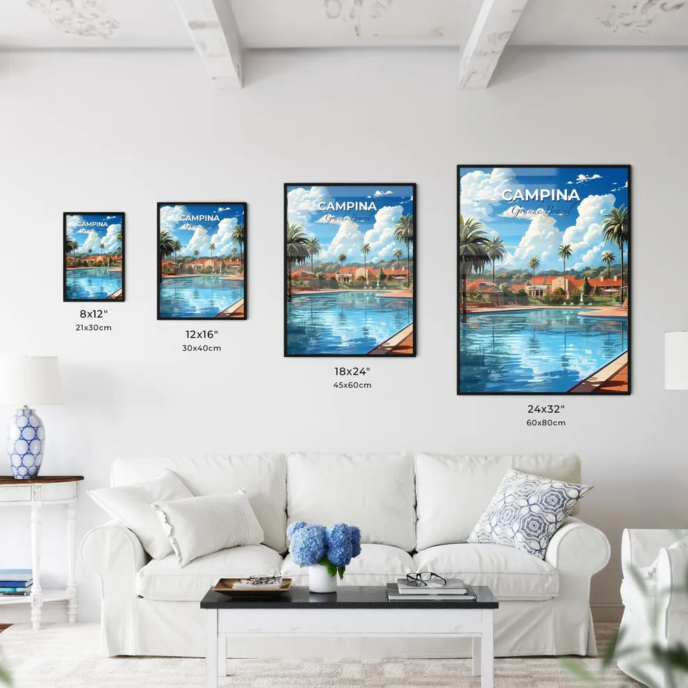 Campina Grande Brazil Cityscape Painting with Pool and Palm Trees in Vibrant Colors Default Title