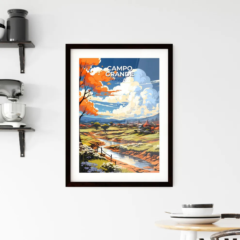 Campo Grande Brazil river landscape city skyline art painting Default Title