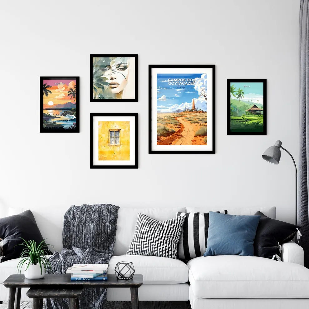 Vibrant Desert Painting: Dirt Road Through Arid Landscape, Campos dos Goytacazes Skyline Brazil Default Title