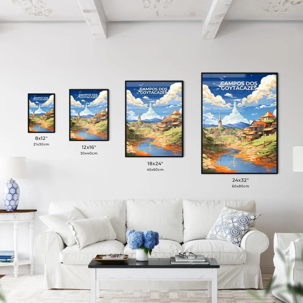 Campos dos Goytacazes Brazil Skyline - an art style view of village houses and river Default Title