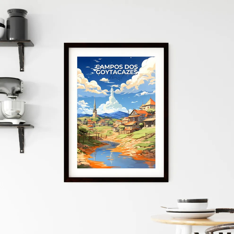 Campos dos Goytacazes Brazil Skyline - an art style view of village houses and river Default Title