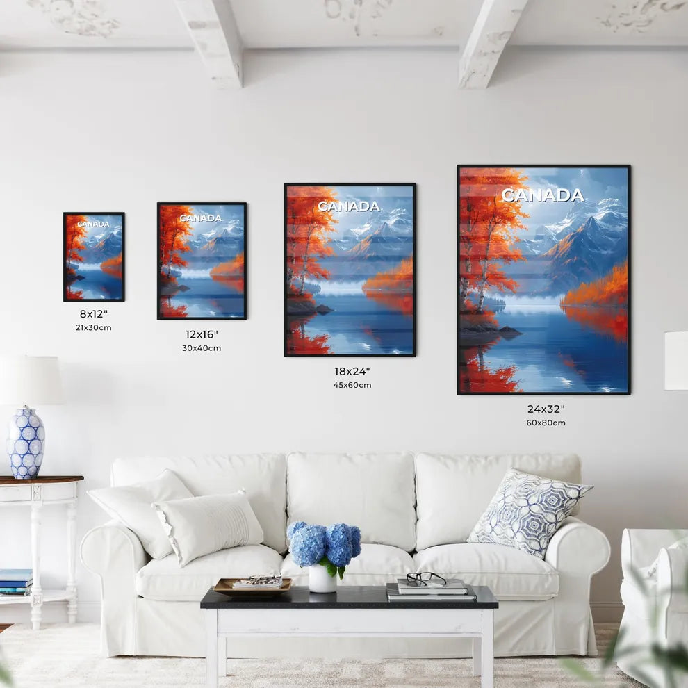 Vibrant Lake Painting Depicting Nature's Maj - Kitchen Hangings