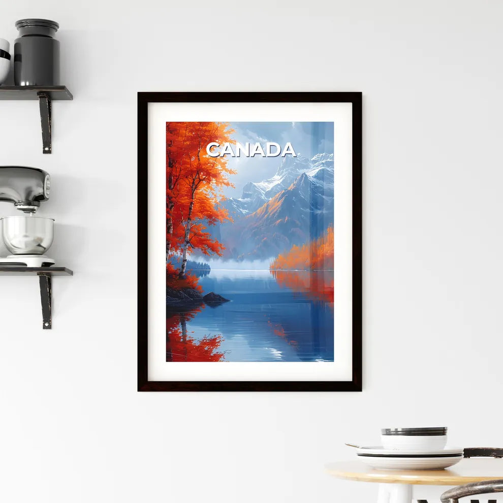 Vibrant Lake Painting Depicting Nature's Maj Framed Print