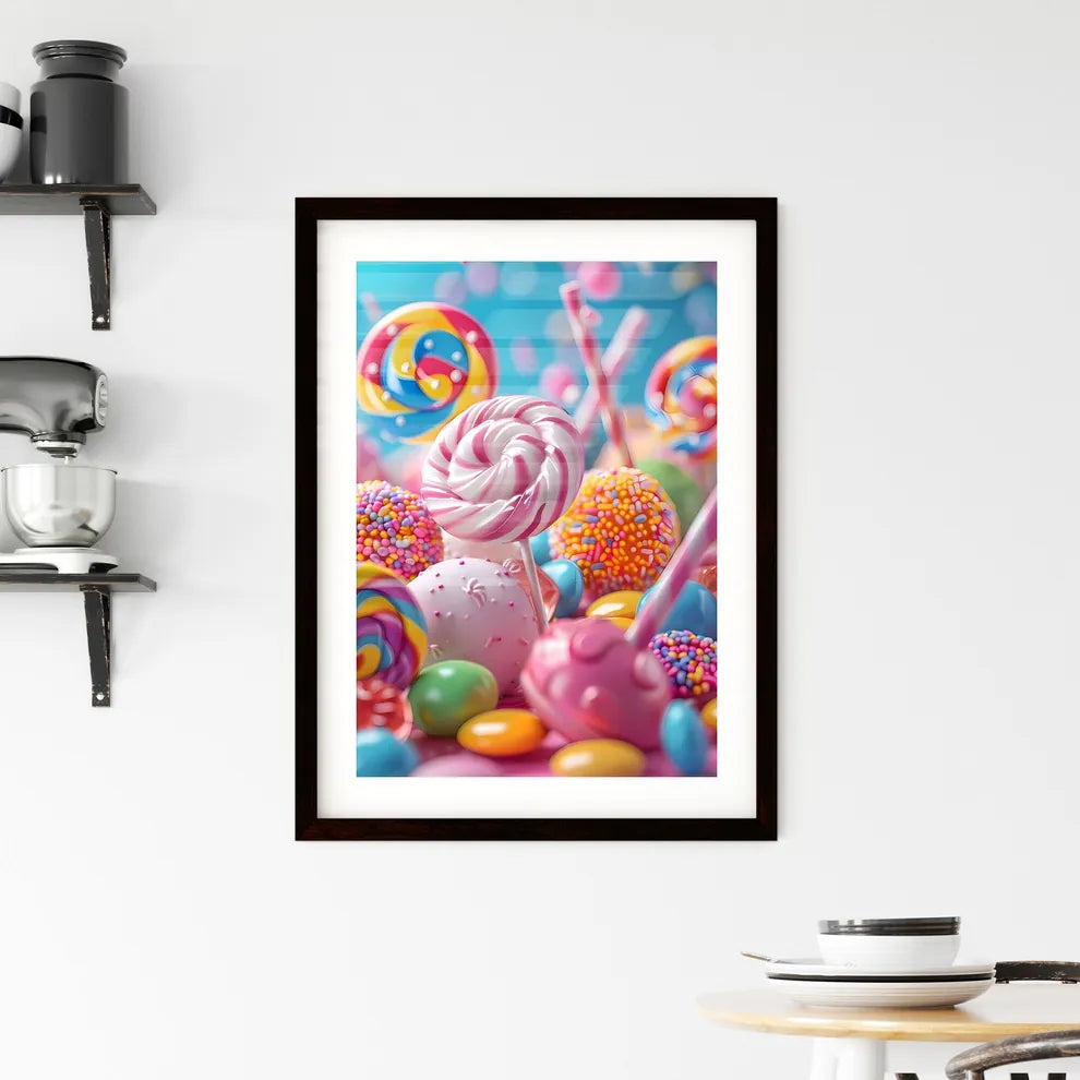 Colorful Candy Art - Vibrant Painting of Con Framed Print