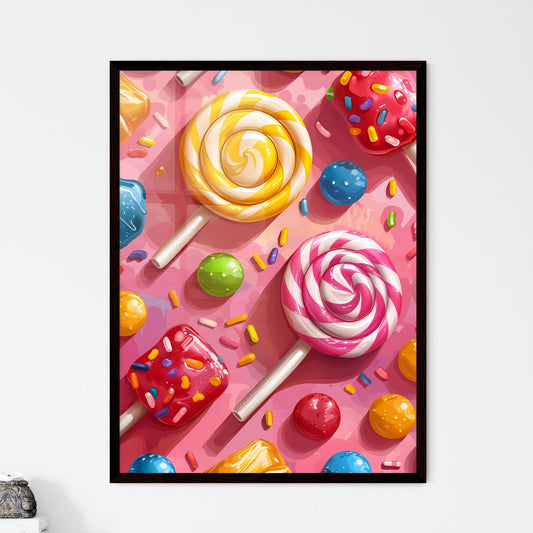 Colorful Lollipops and Candy Art Poster Pain - Framed Art Print