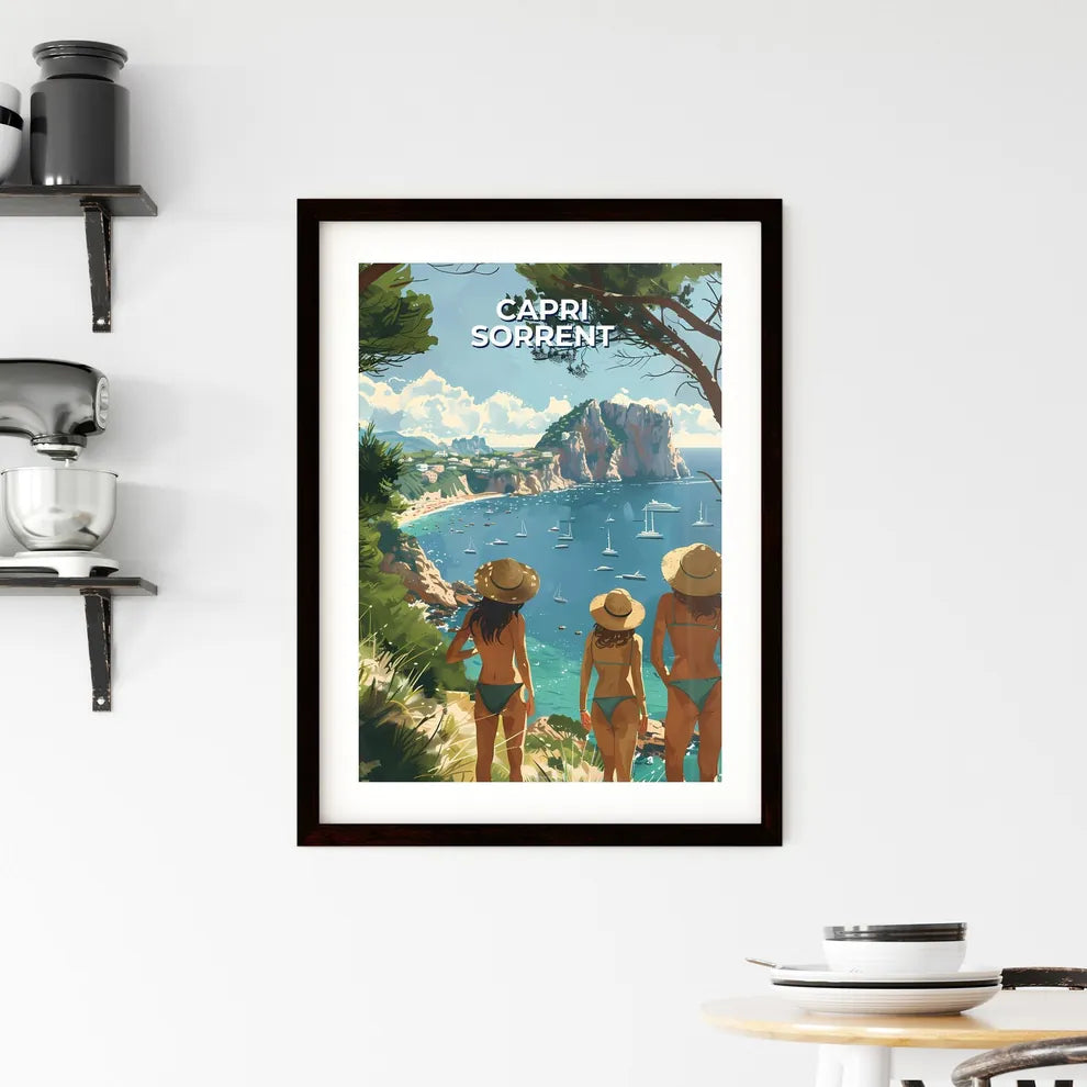 Capri Sorrento Italy Women looking at water  Framed Print
