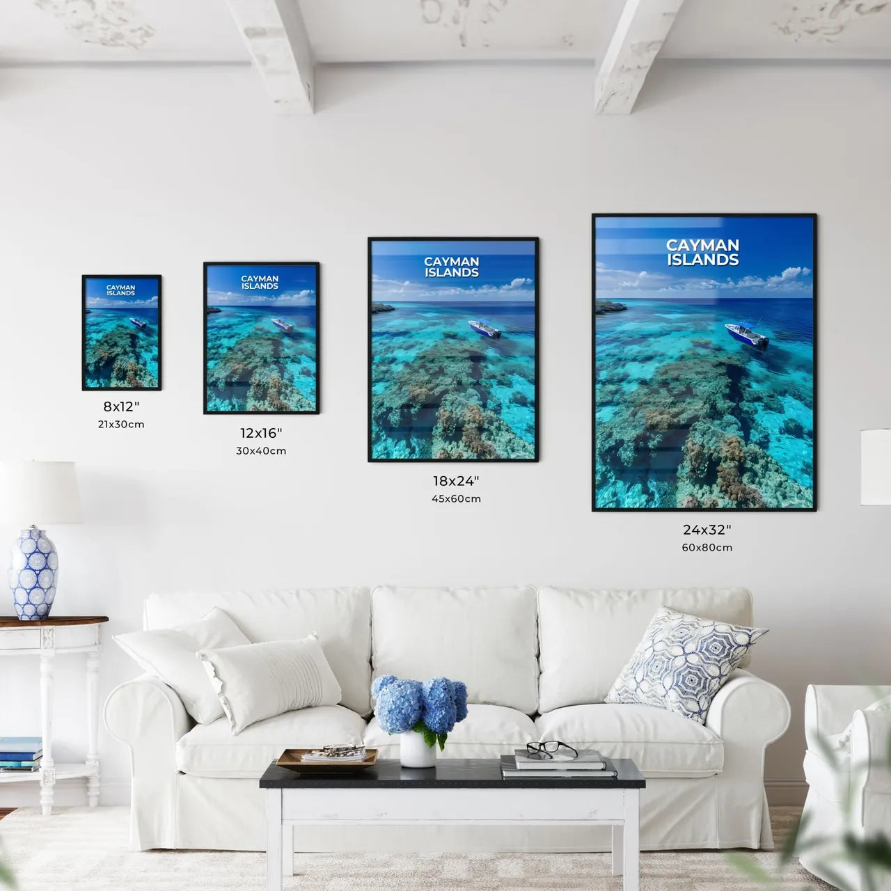 Painting of a Boat on the Sea in the Cayman  - Kitchen Hangings