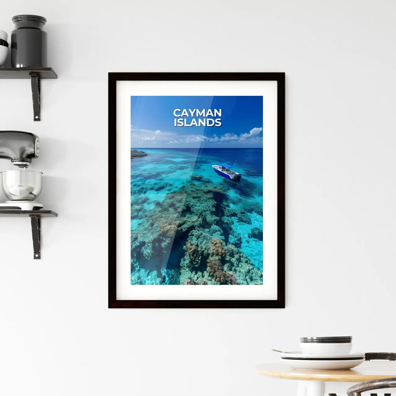 Painting of a Boat on the Sea in the Cayman  Framed Print