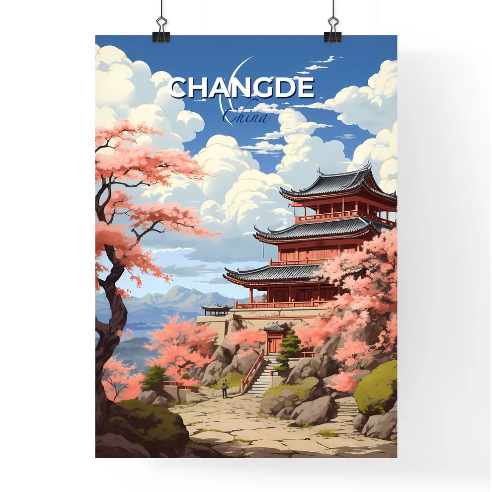 Changde, China Cityscape, Skyline, Oriental Building, Pagoda, Trees, Colorful, Impressionism, Digital Painting, Architecture, Scenery, Artwork Default Title