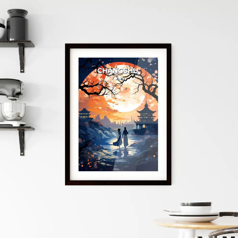 Artistic Changshu China Skyline Painting Featuring a Romantic River Walk Default Title