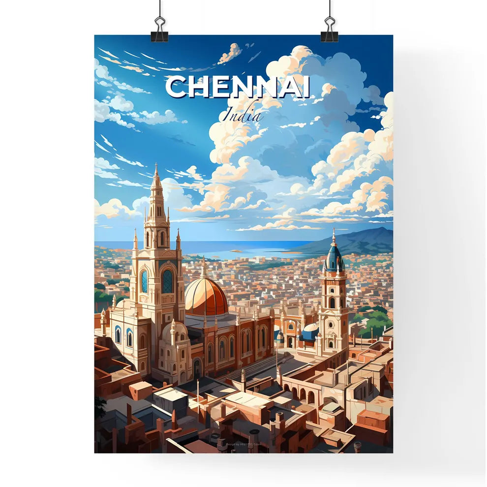 Vibrant Chennai Painting: Large Building with Dome and Towers, City Skyline Default Title
