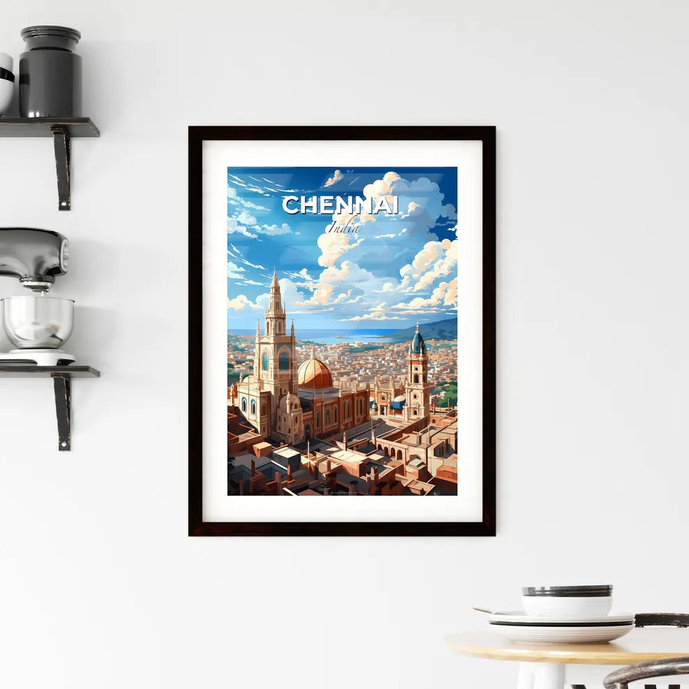 Vibrant Chennai Painting: Large Building with Dome and Towers, City Skyline Default Title