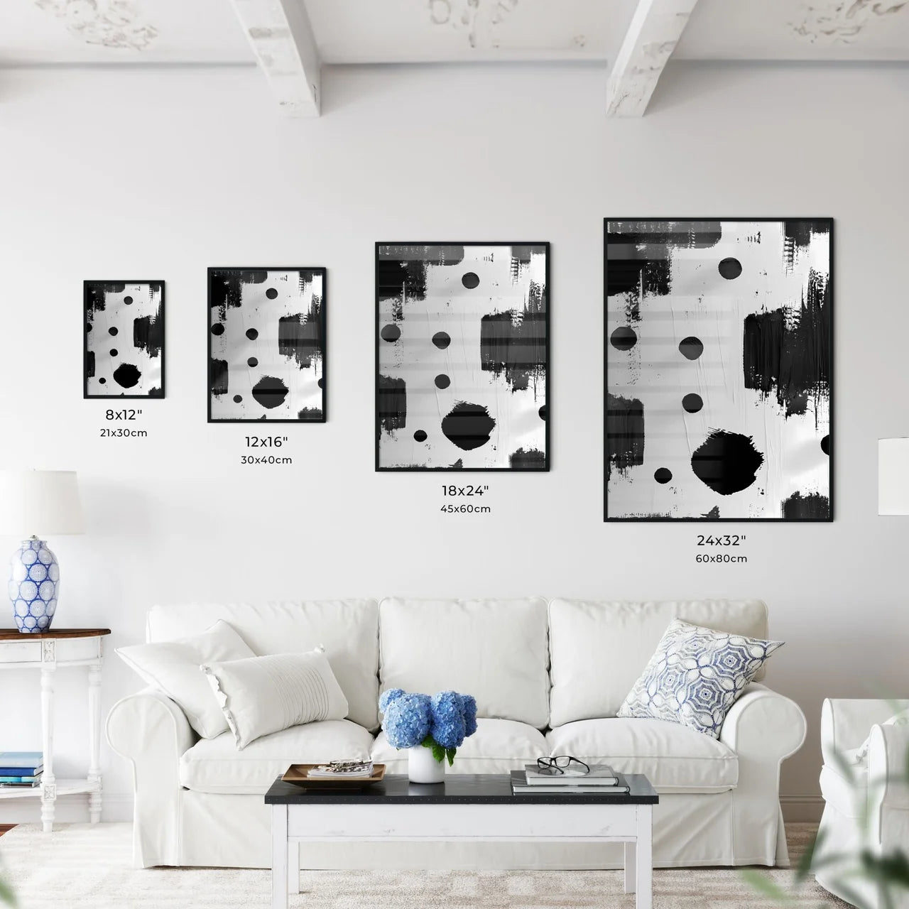 Abstract Black and White Painting Art Patter - Kitchen Hangings