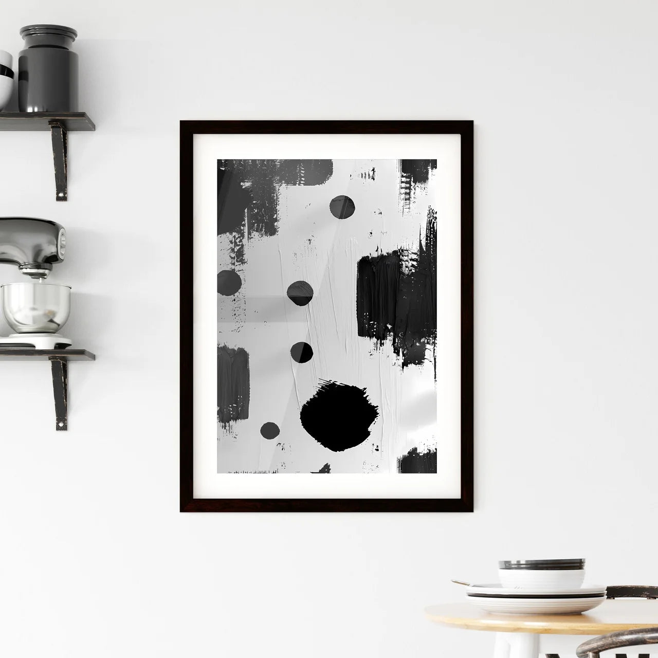 Abstract Black and White Painting Art Patter Framed Print