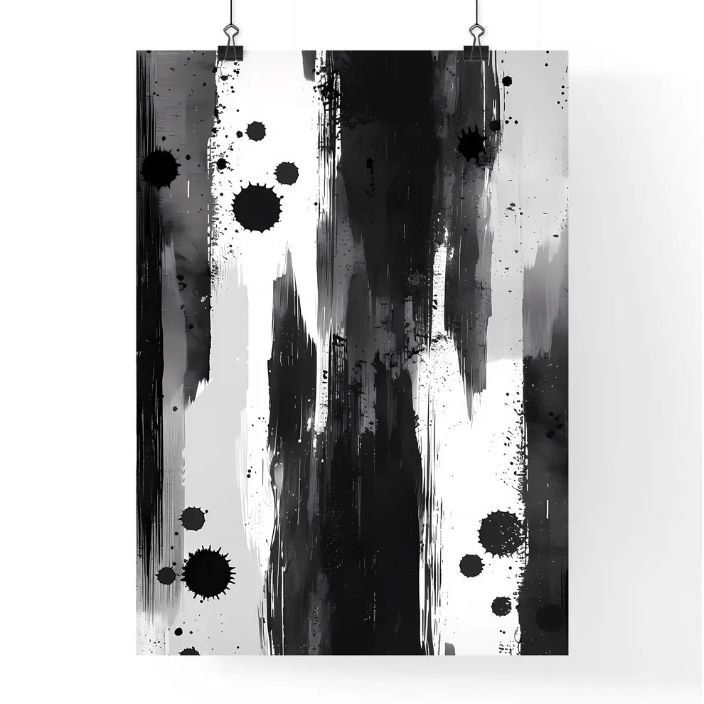 Abstract Black and White Splatter Paint Art  Poster