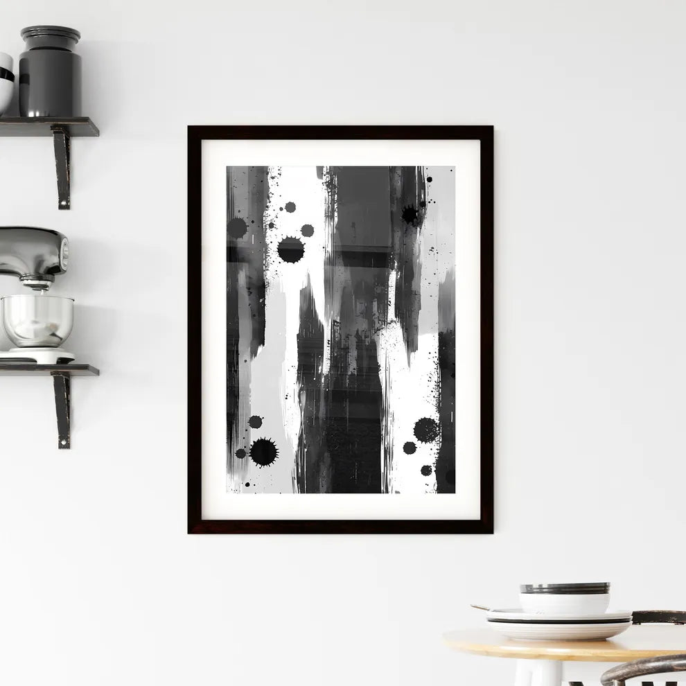Abstract Black and White Splatter Paint Art  Framed Print