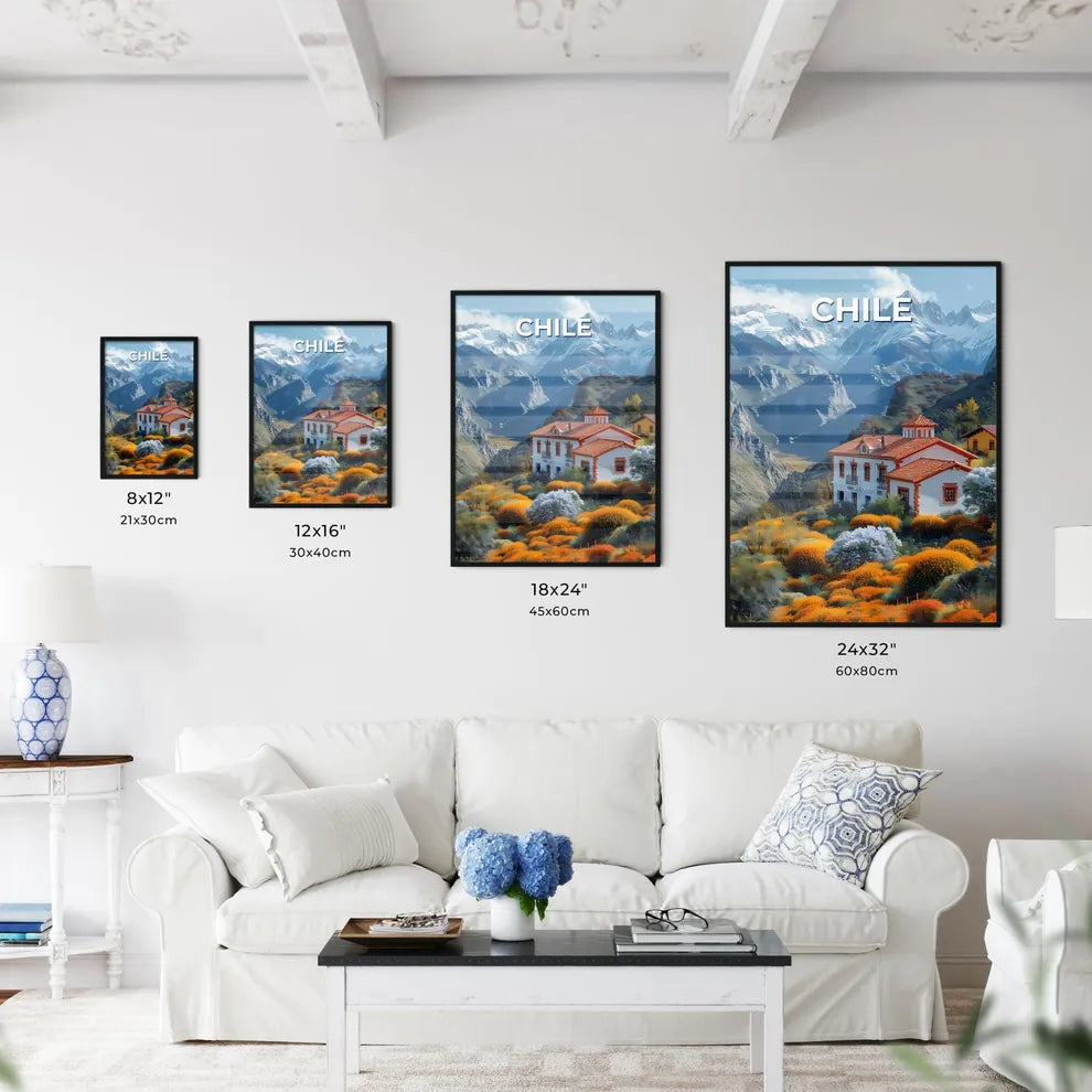 Chile South America House Mountains Artwork Andean Painting Landscape Vibrant Colors Size Chart