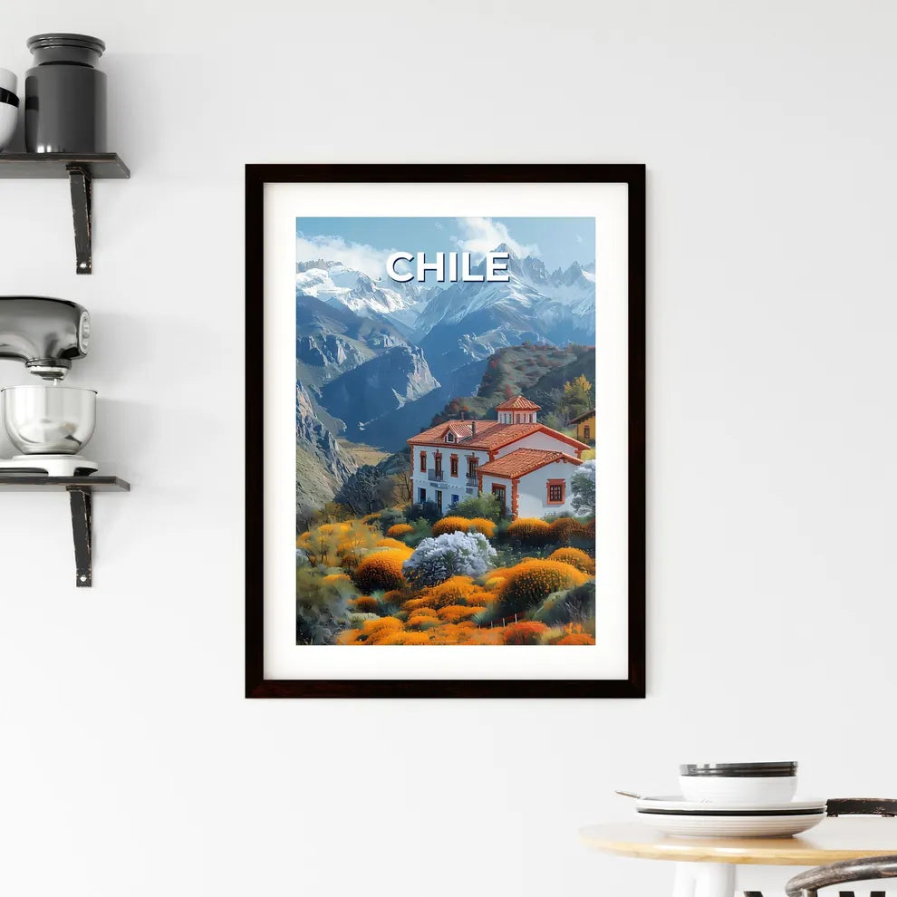 Chile South America House Mountains Artwork Andean Painting Landscape Vibrant Colors Custom Print