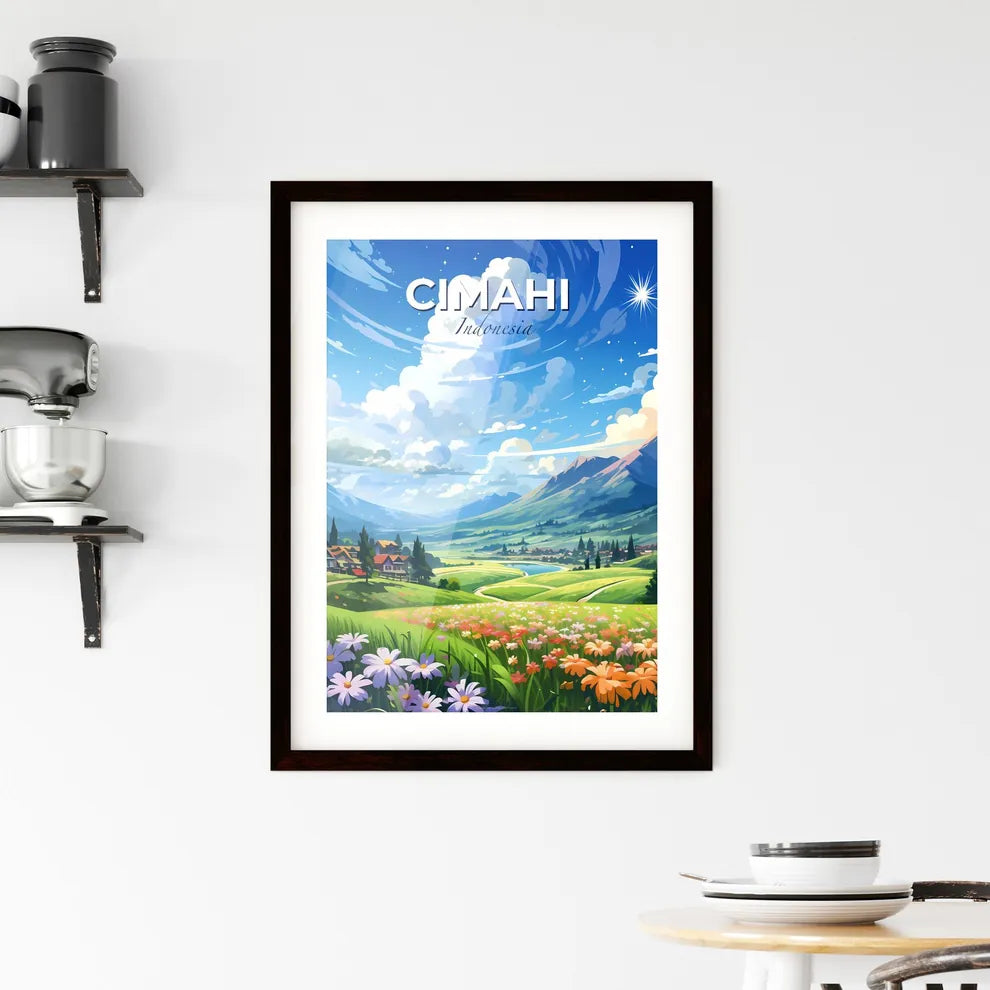 Abstract Field Flowers Mountains Painting Cimahi Indonesia Landscape Default Title