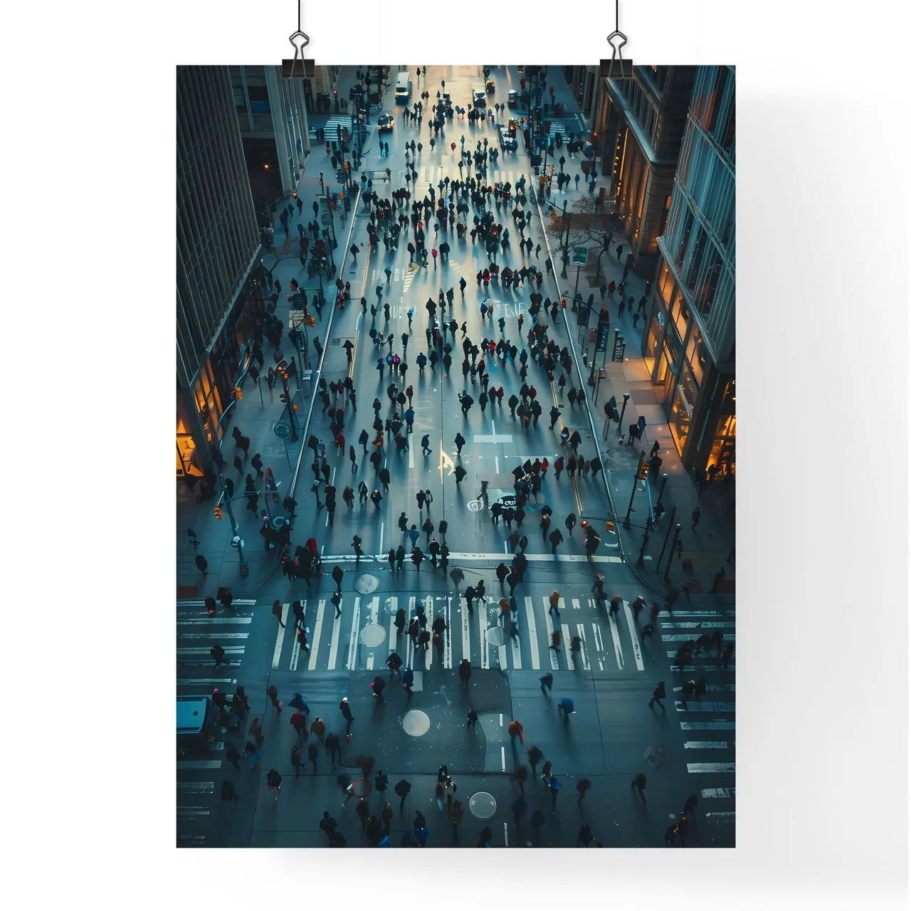 Vibrant City Scene Depicting Crowds, Blockchain Technology, and Currency Poster