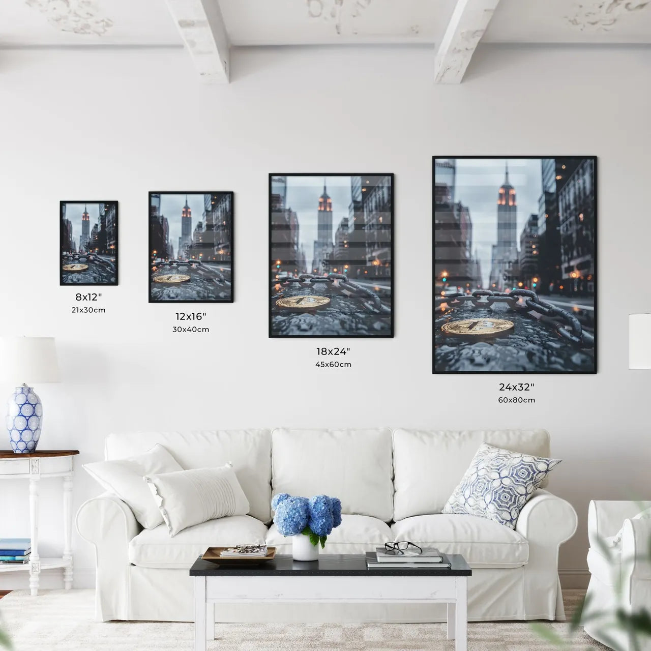 City Art, Modern Painting, Blockchain, Money Chain, Times Square, Vibrant Street Scene, Abstract Sidewalk Size Chart