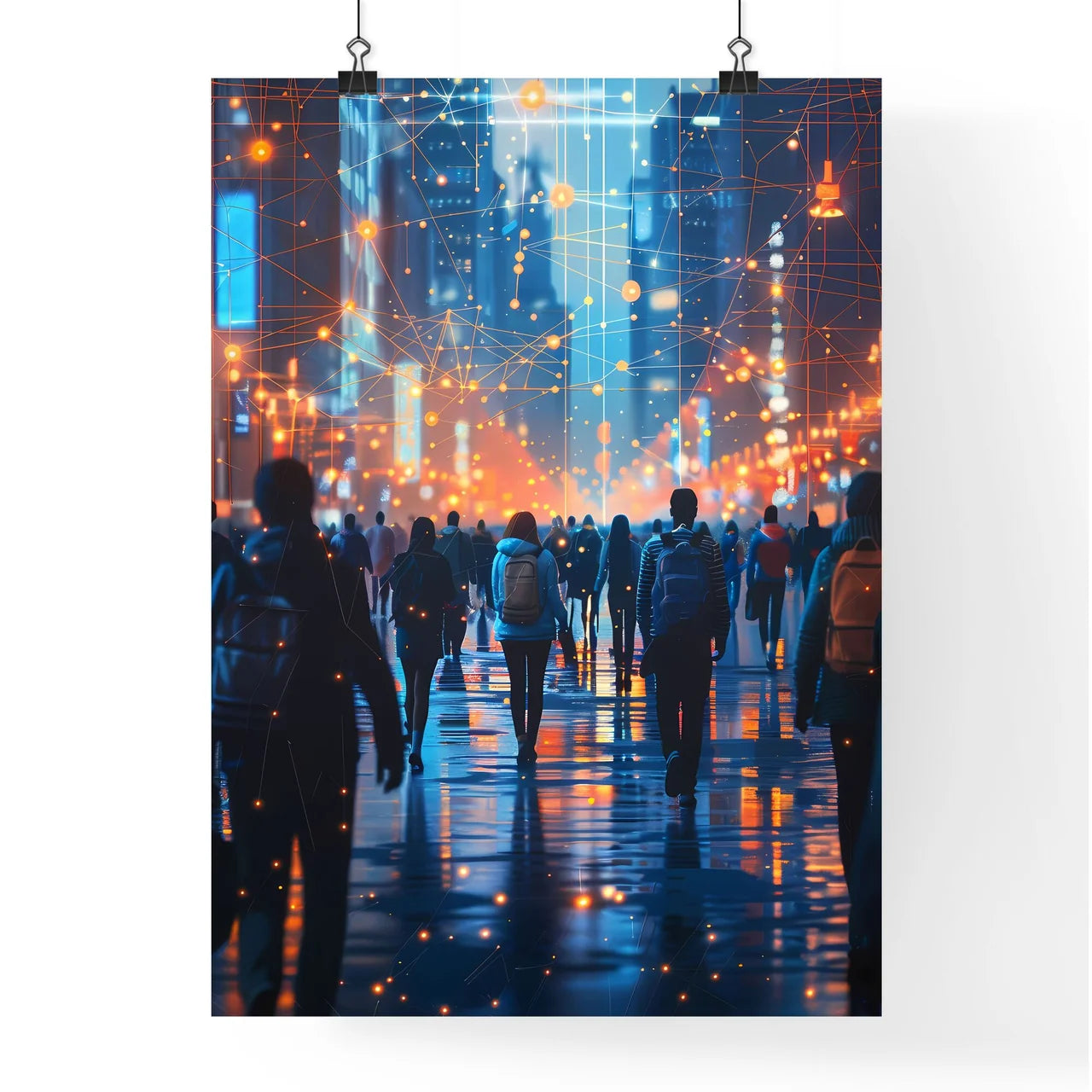 Abstract Metropolis Blockchain City Scene We Poster