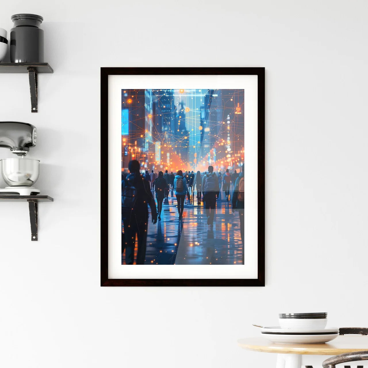 Abstract Metropolis Blockchain City Scene We Framed Print