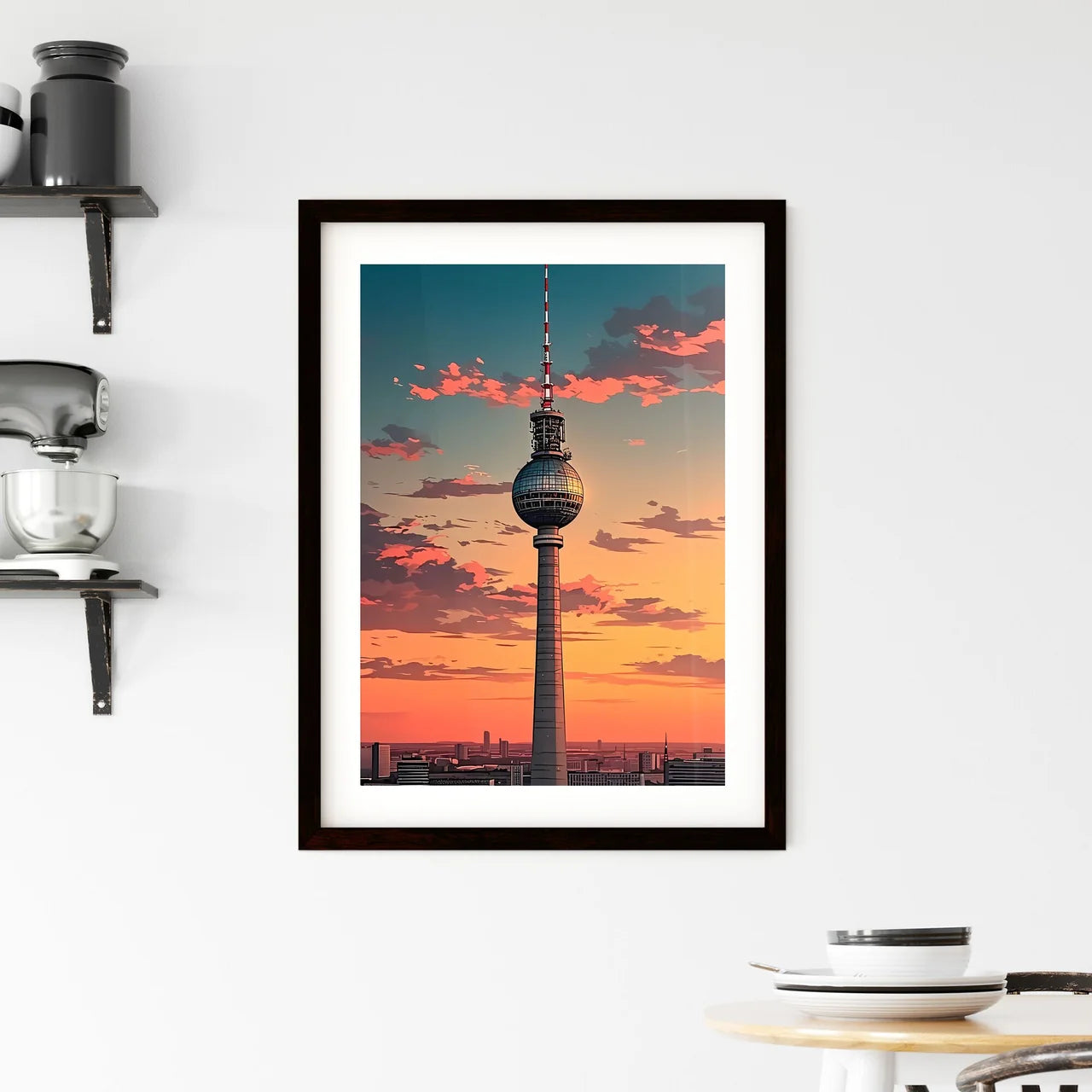 Vibrant Painting Depicting Berlin's Architectural Icon, the Fernsehturm Custom Print