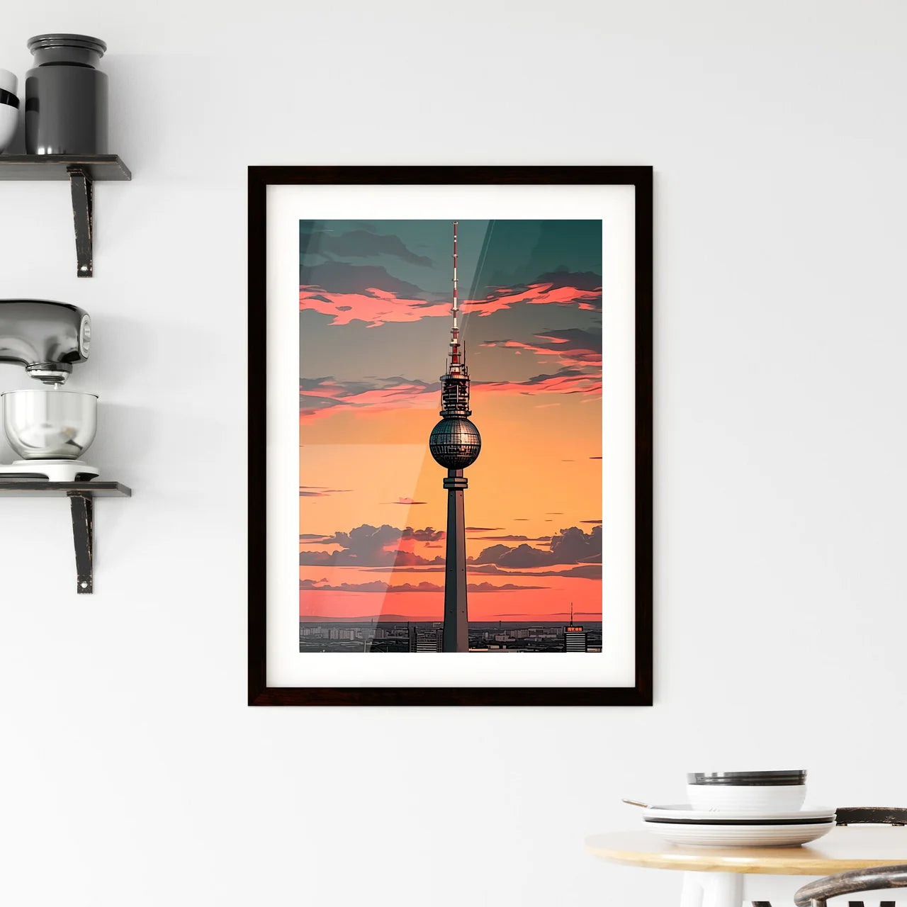 Stunning Abstract Painting of Iconic Berlin Fernsehturm with Ball Shaped Top Custom Print