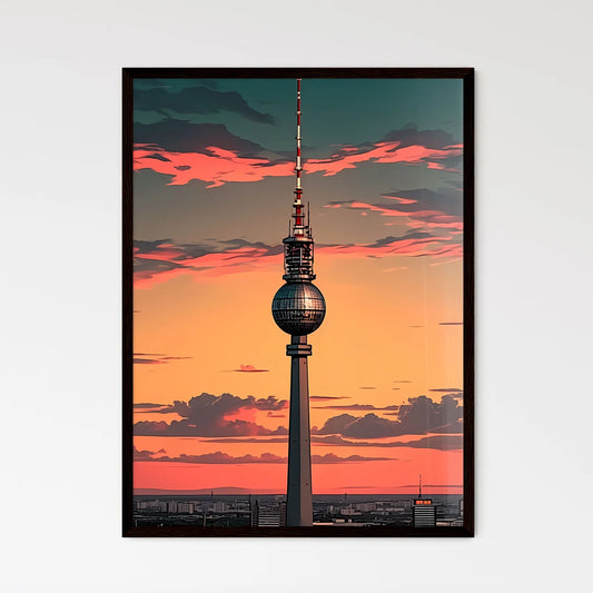 Stunning Abstract Painting of Iconic Berlin Fernsehturm with Ball Shaped Top Framed Art