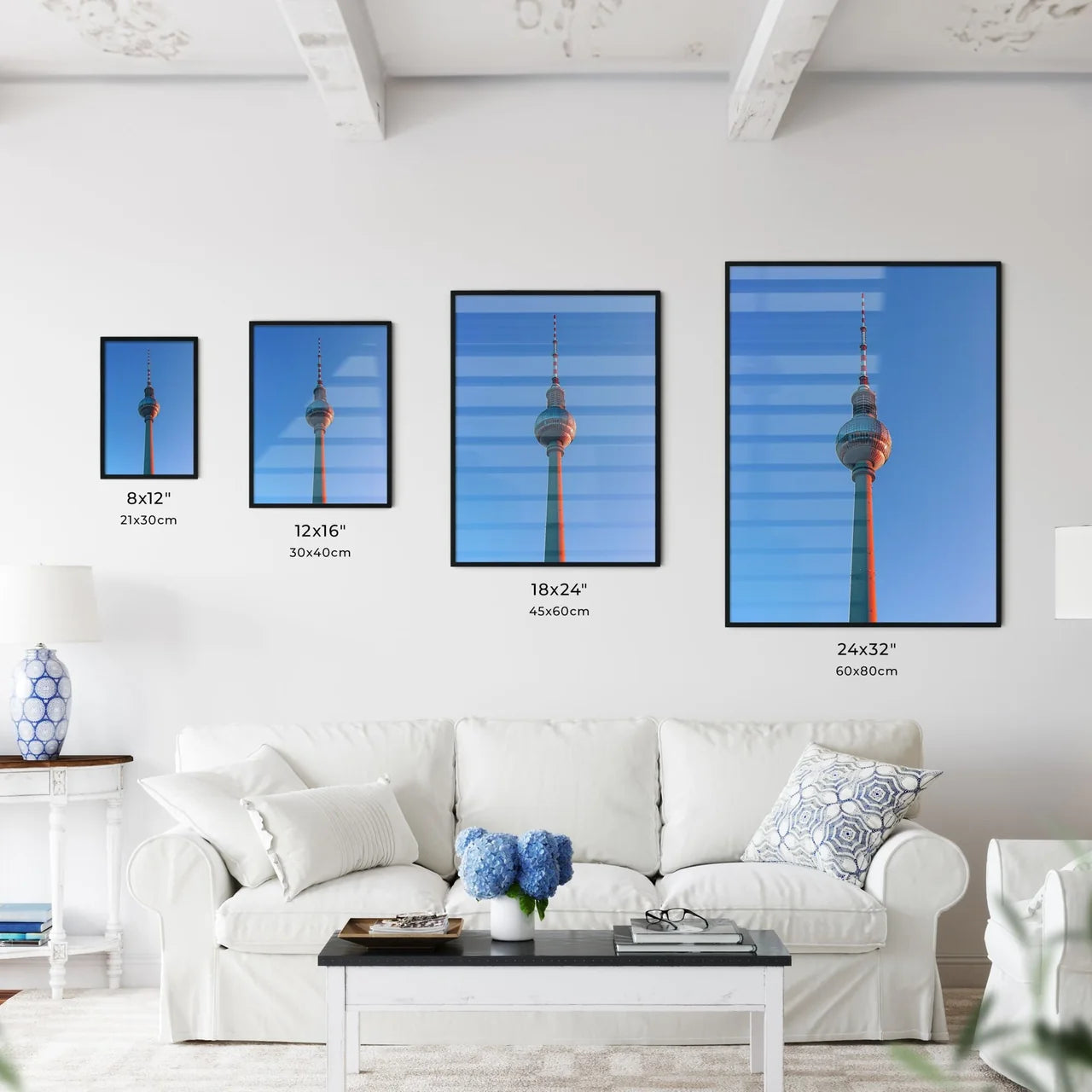 Painting of Berlin Fernsehturm Tower Architecture Bauhaus Style Modern Art Size Chart