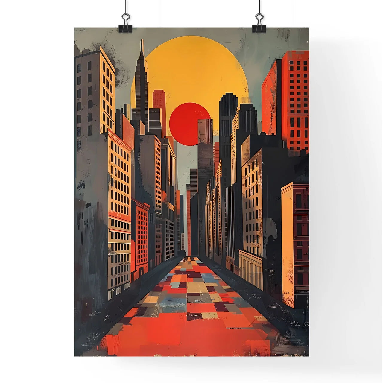 Contemporary Urban Scape, Architectural Art, City Skyline Painting Poster