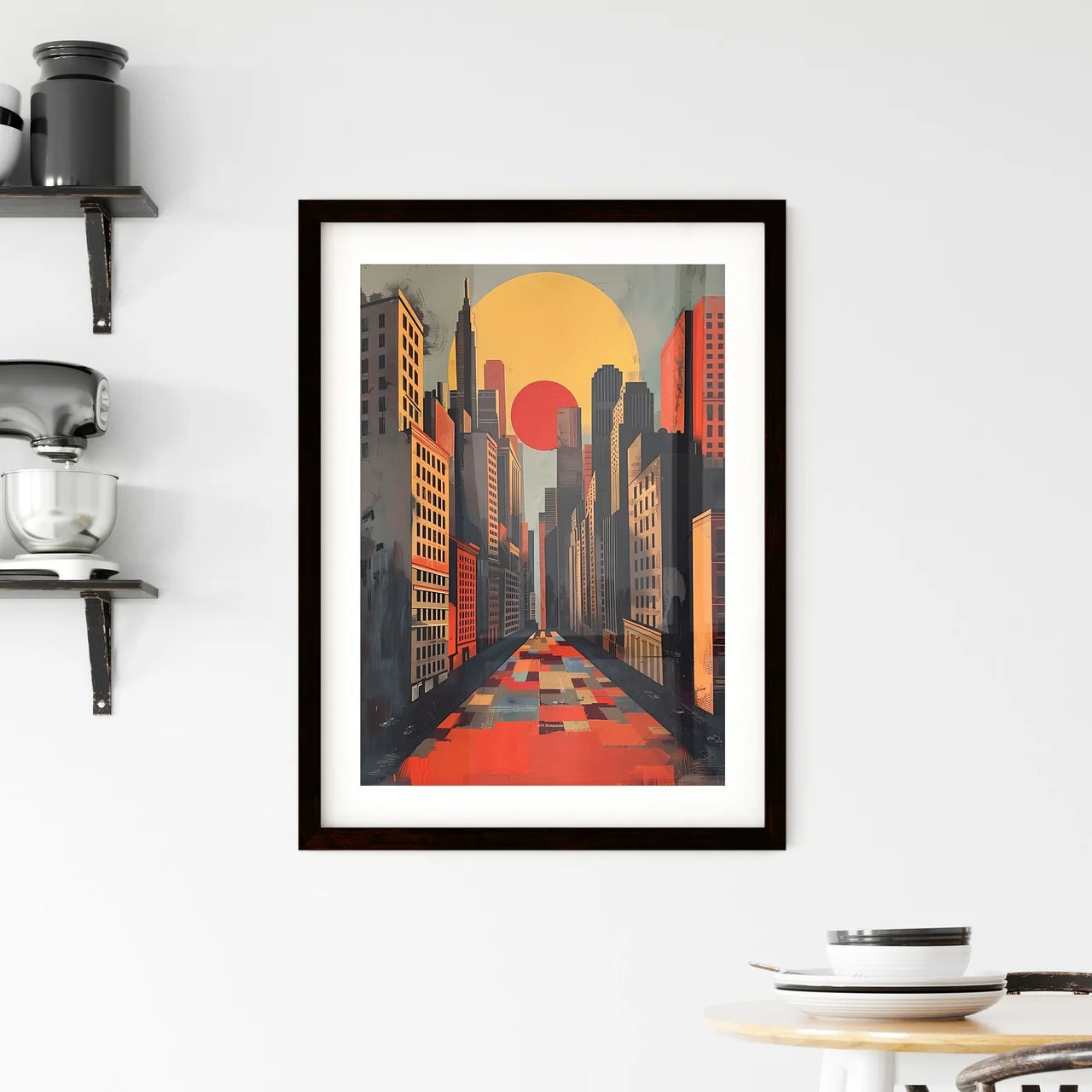 Contemporary Urban Scape, Architectural Art, City Skyline Painting Custom Print