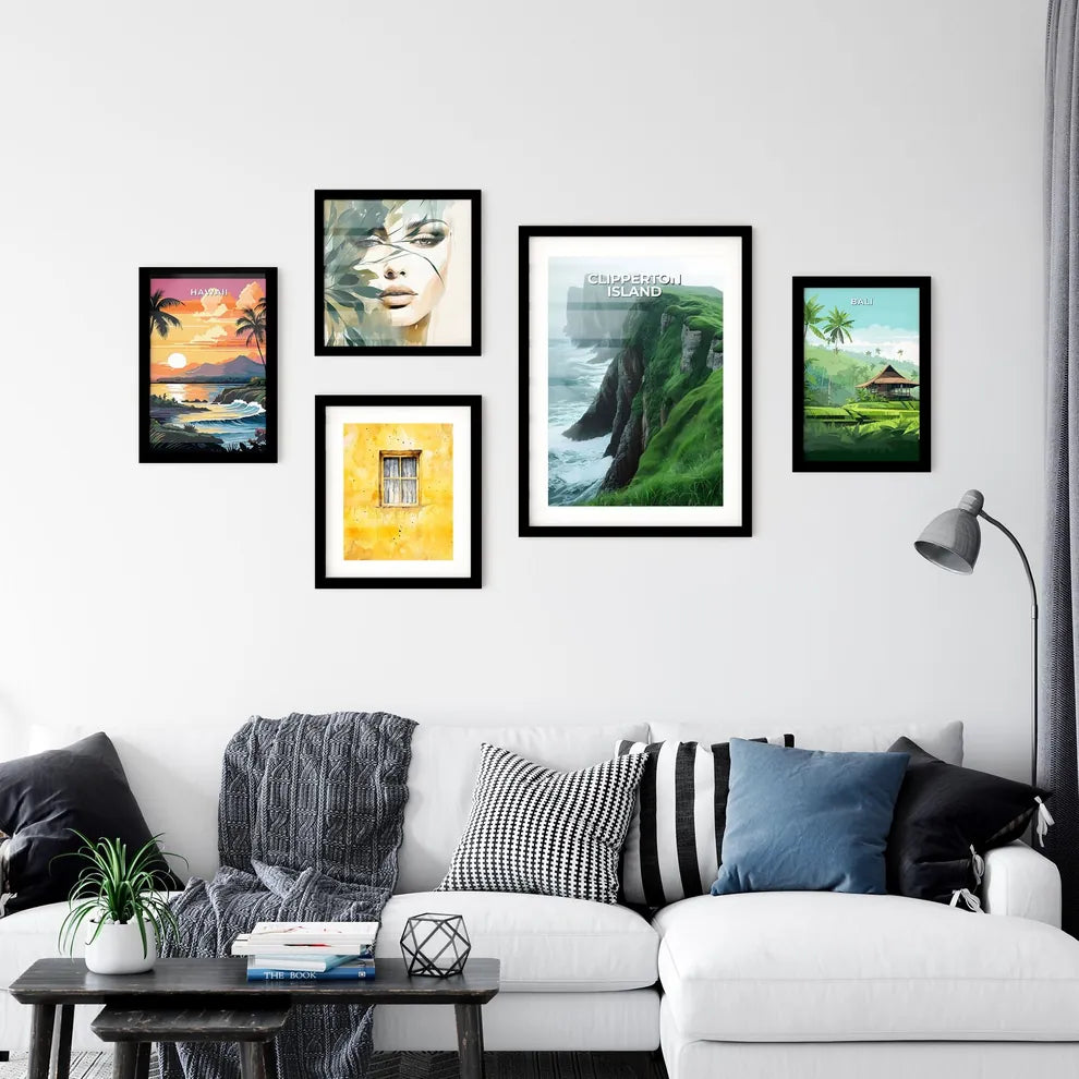Colorful Artistic Depiction of Clipperton Island's Grassy Cliff Overlooking Ocean Art Print