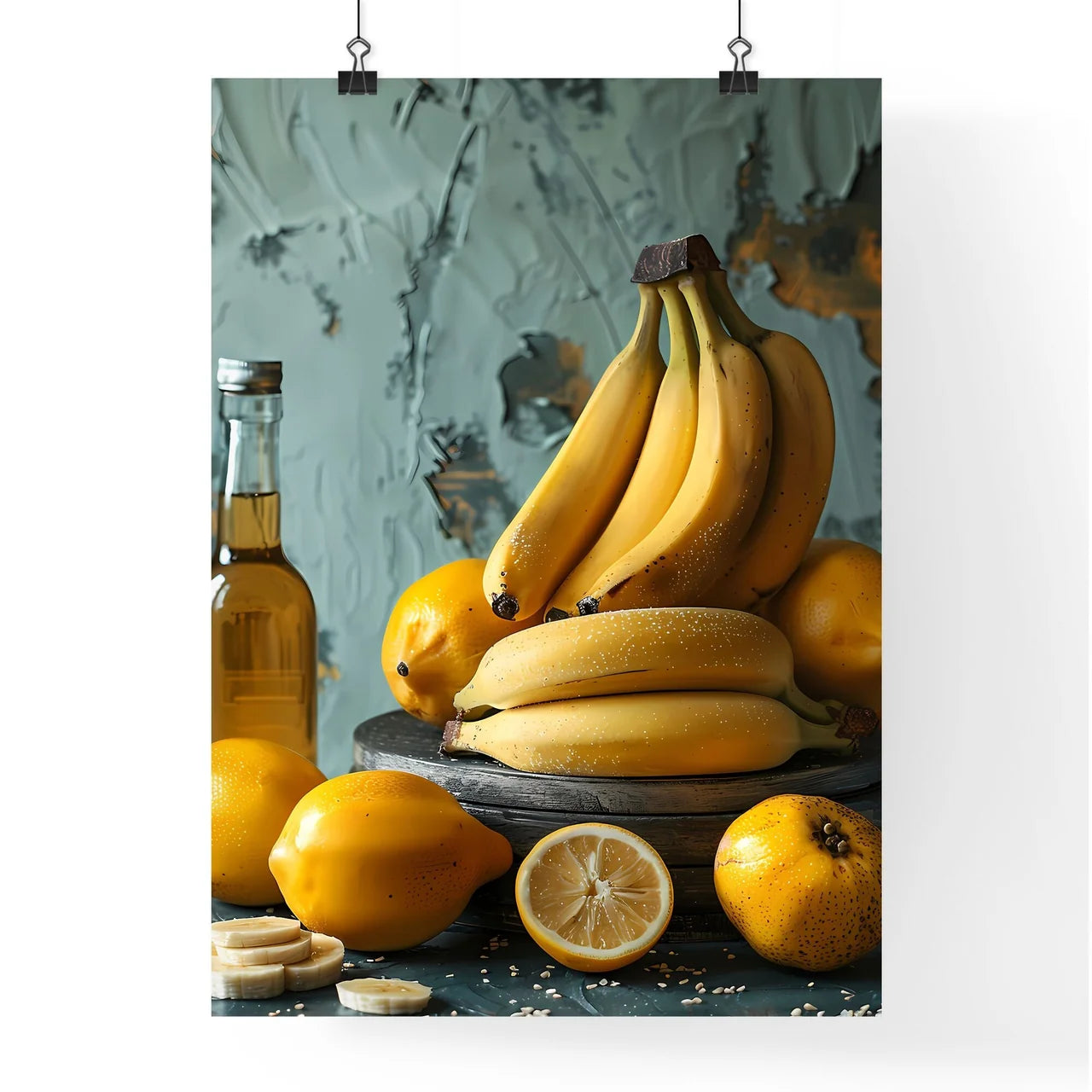 Artistic Table Decor Featuring Banana-Inspir Poster