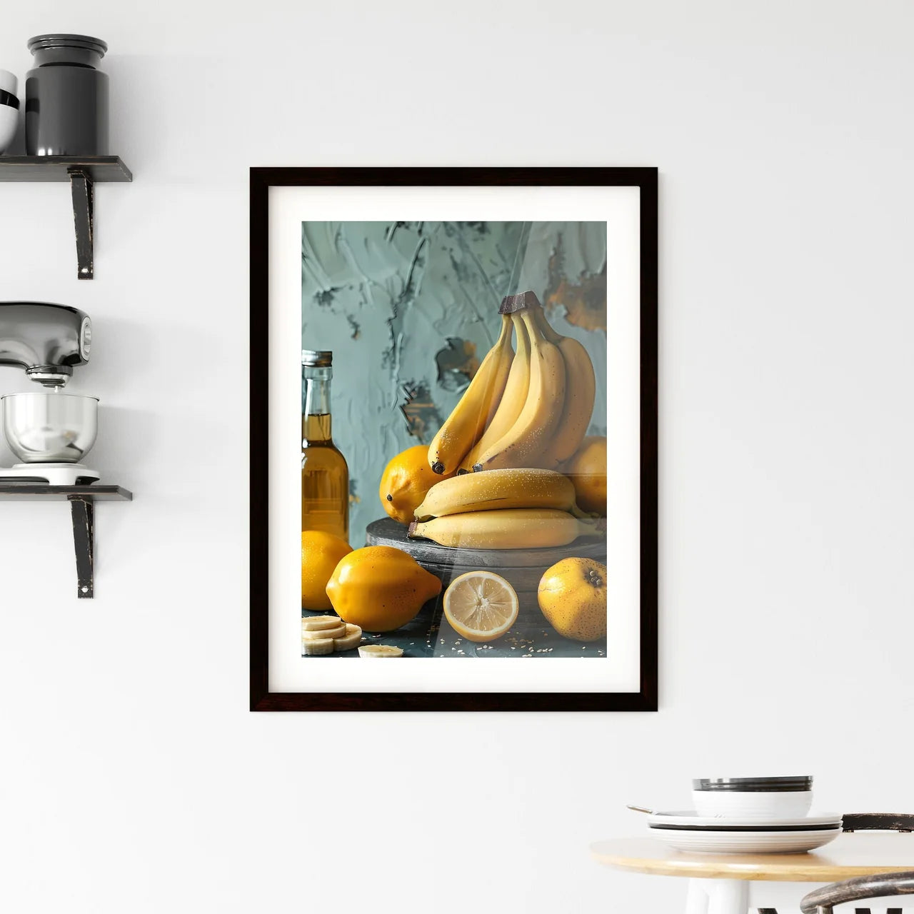 Artistic Table Decor Featuring Banana-Inspir Framed Print