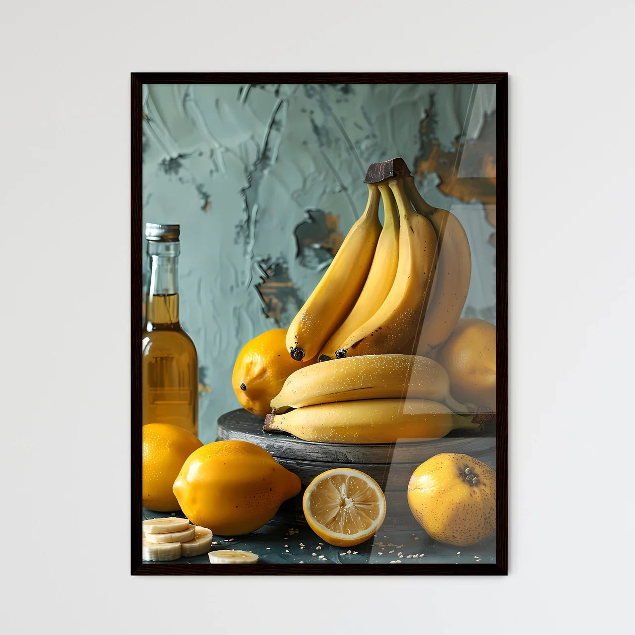 Artistic Table Decor Featuring Banana-Inspir - Framed Art Print