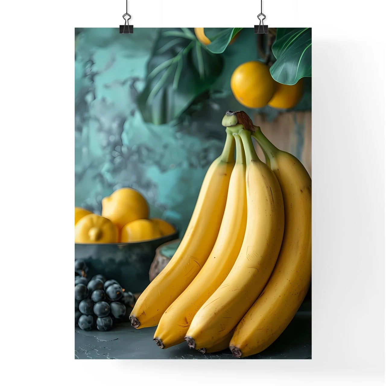 Rustic Table with Bananas Poster