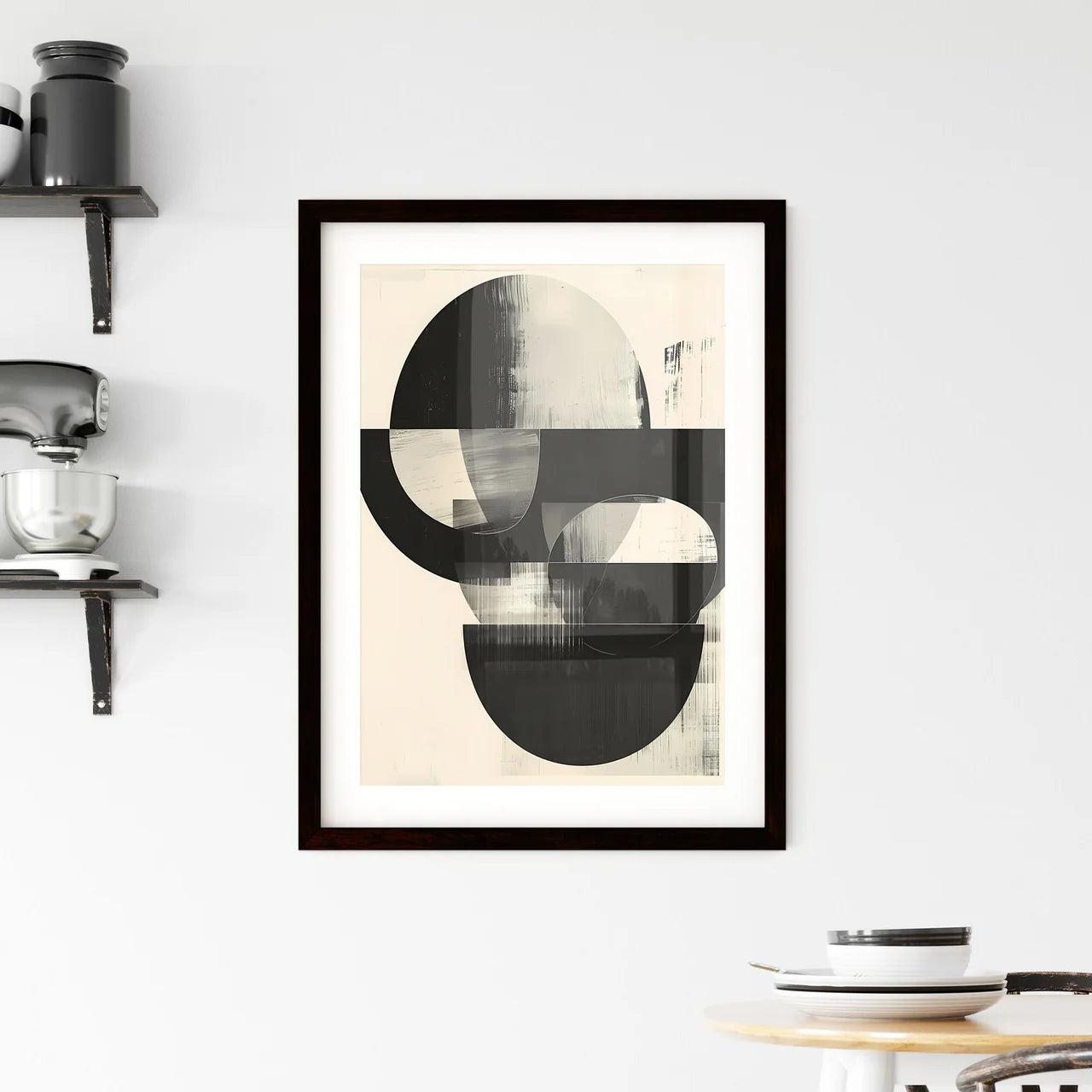 Bauhaus Style Black and White Art Print Framed Print