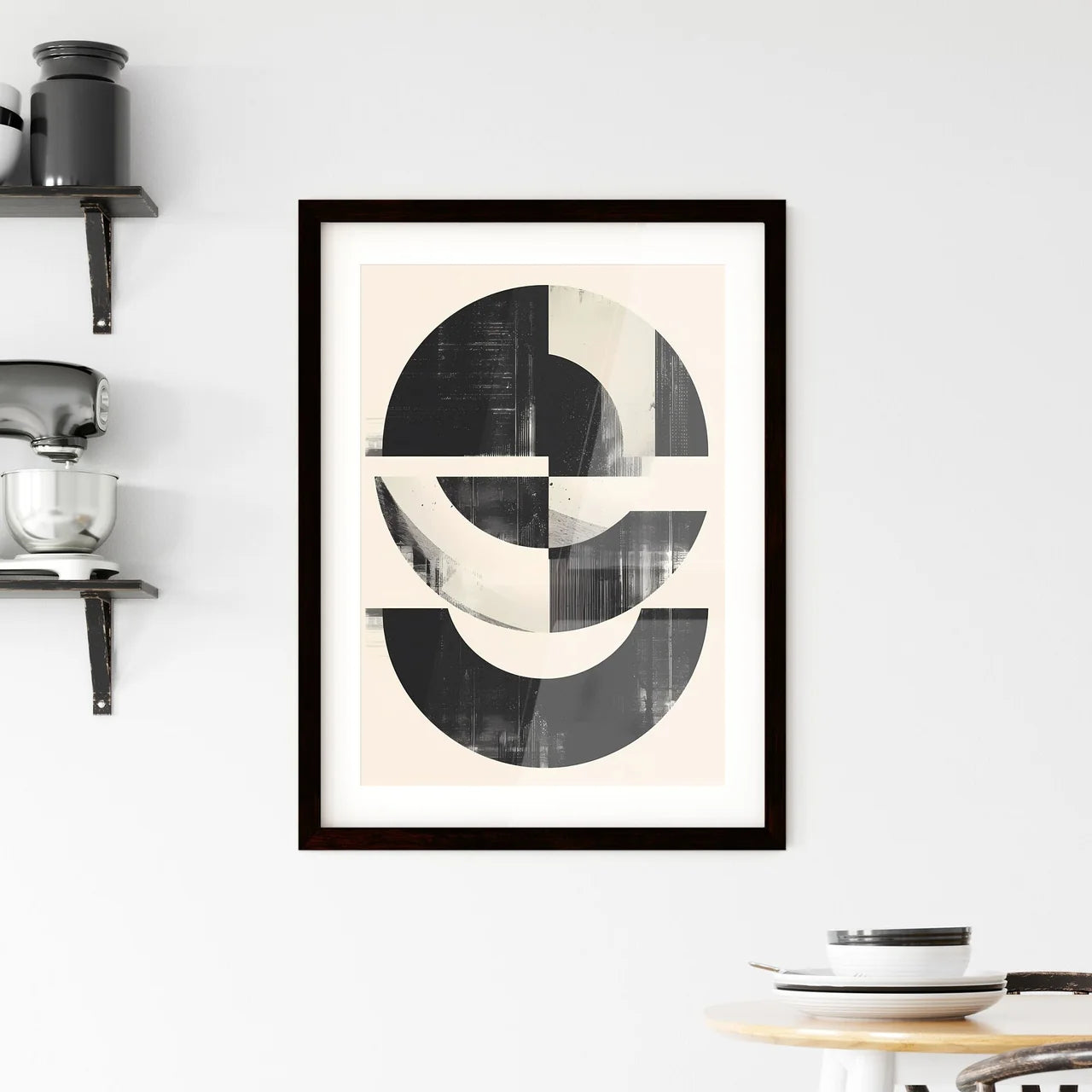 Minimalist Bauhaus Graphic Print | Black & W Framed Print