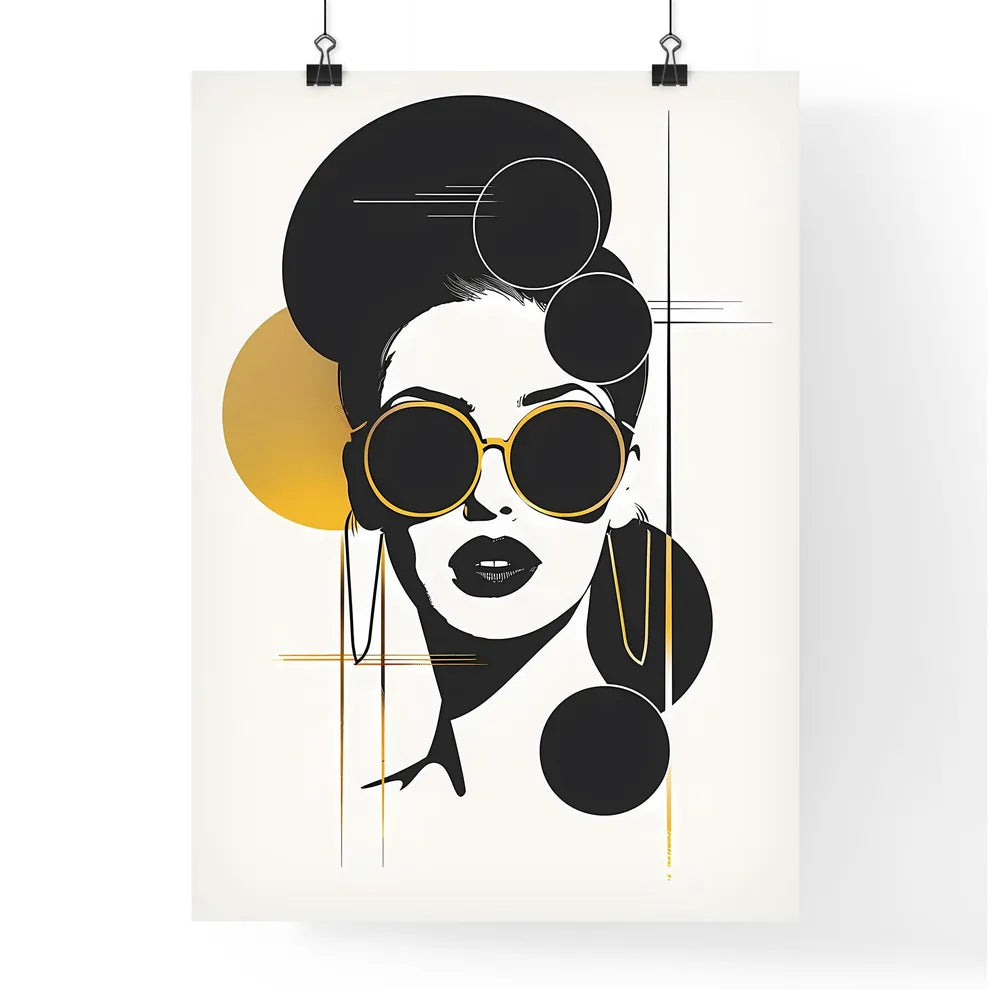 Minimalist Painting with Yellow Circle and F Poster