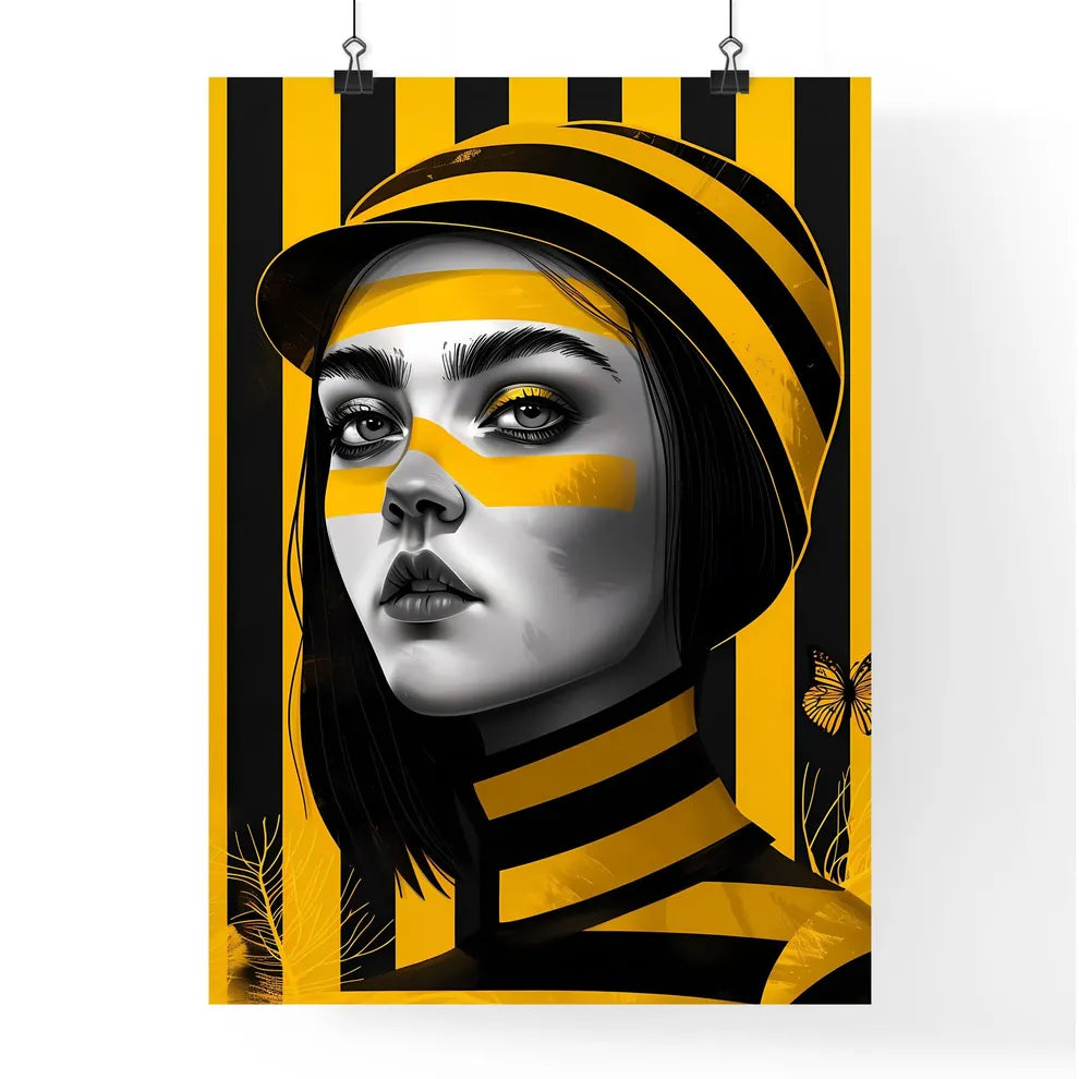 Striking Yellow and Black Art Poster Featuri Poster