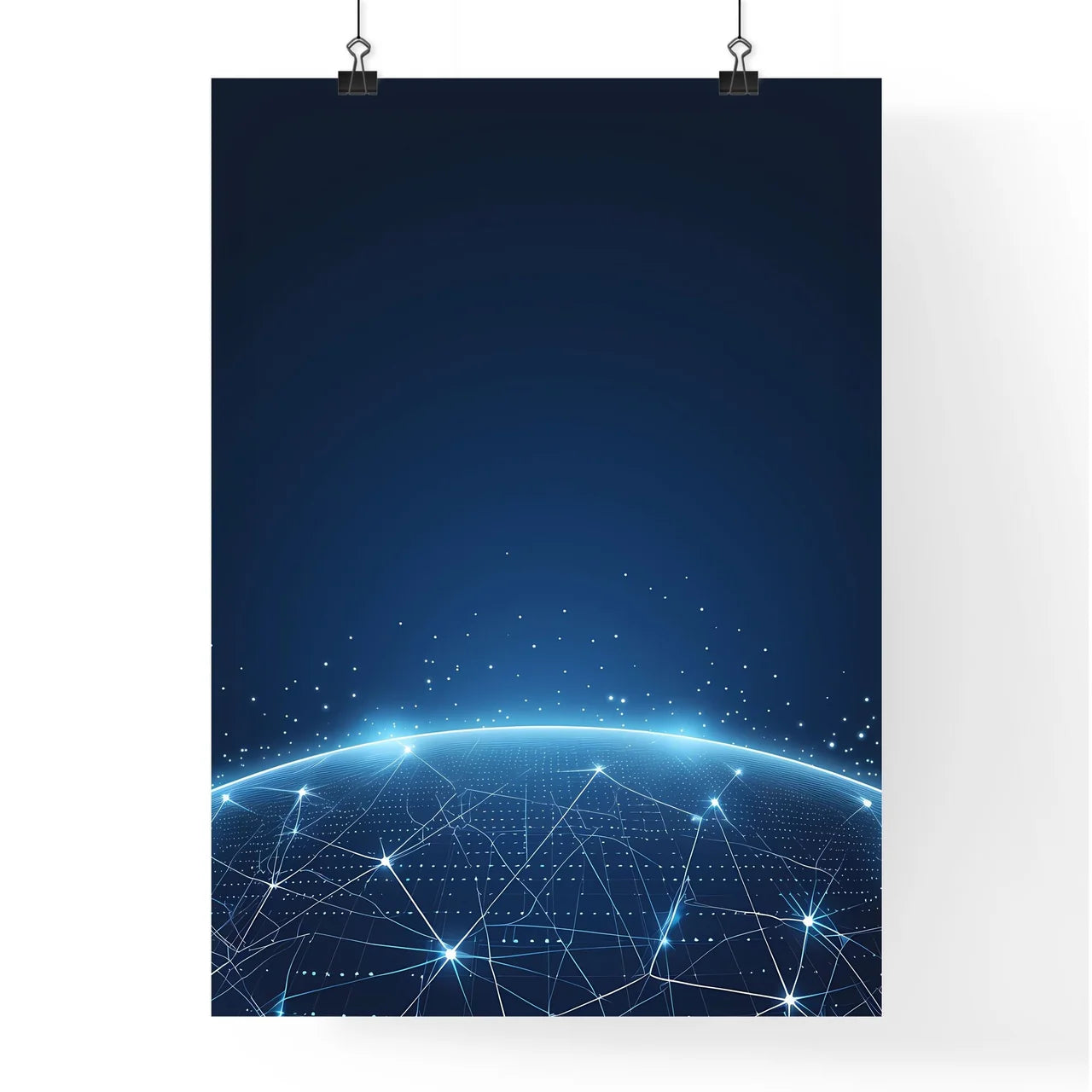 Blue Glowing Globe Data Connection Abstract  Poster