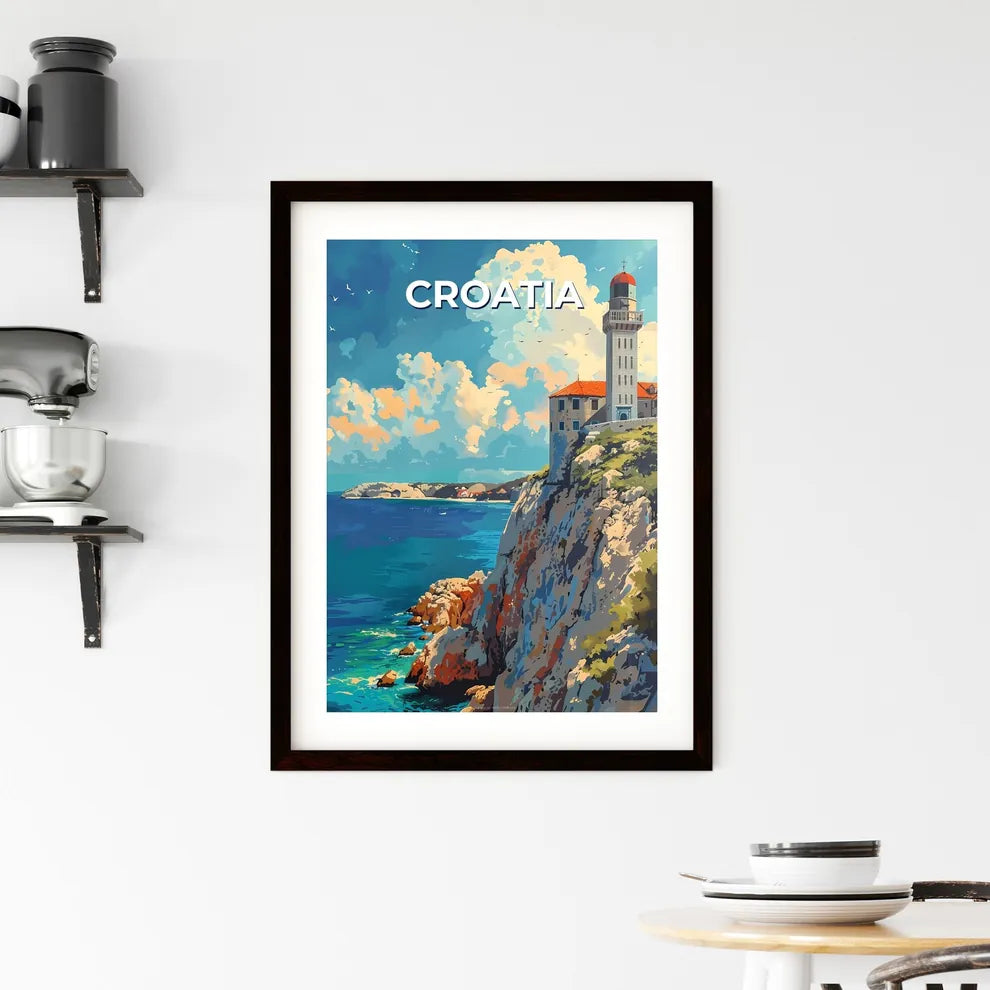 Croatia Landscape Art, Vibrant Ocean Cliff Painting, Europe Travel Photography Custom Print