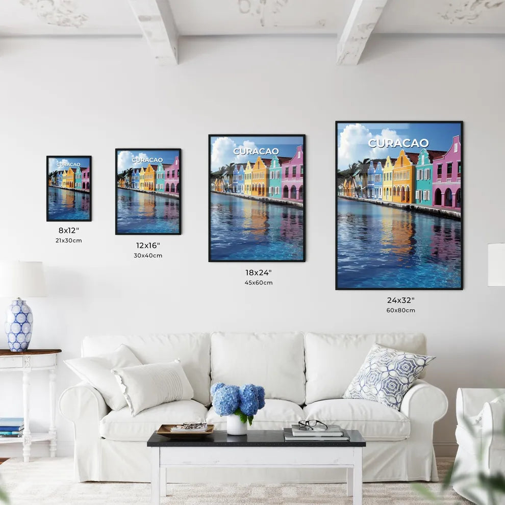 Colorful Painted Cityscape, Willemstad, Curacao, Antillean Islands, Caribbean Sea Size Chart
