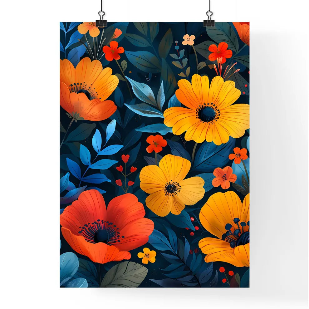 Colorful bohemian pillow print design with f Poster