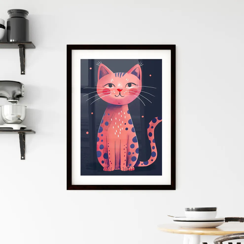 Adorable Pink Feline: Vibrant Framed Print