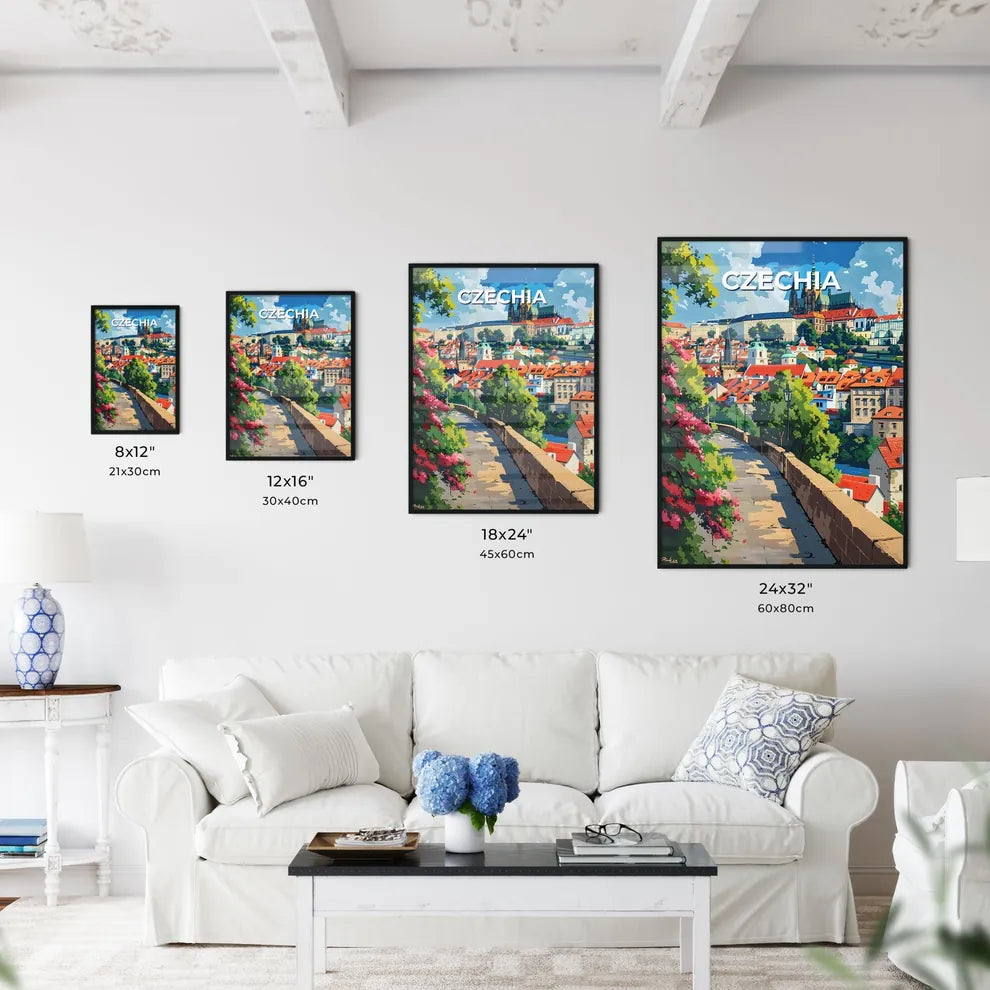Vibrant Artistic Cityscape Painting, Czechia Size Chart
