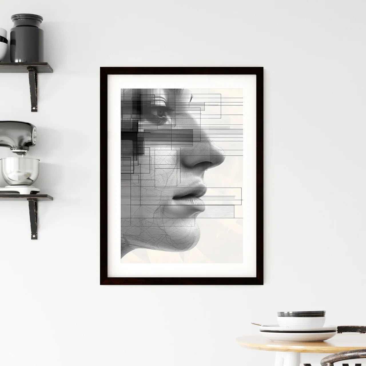 Vibrant Minimalist Line Drawing Framed Print