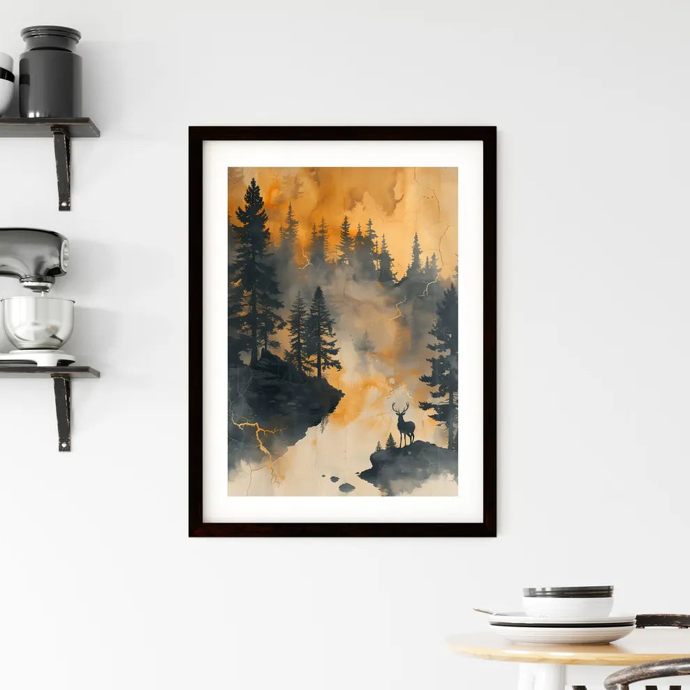 Deer in the Forest: Baroque A Framed Print